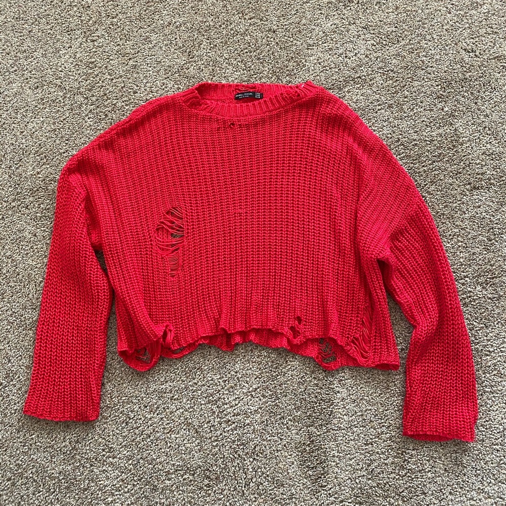 ✨ 2 for $20 ✨ Bershka Distressed Crop Sweater